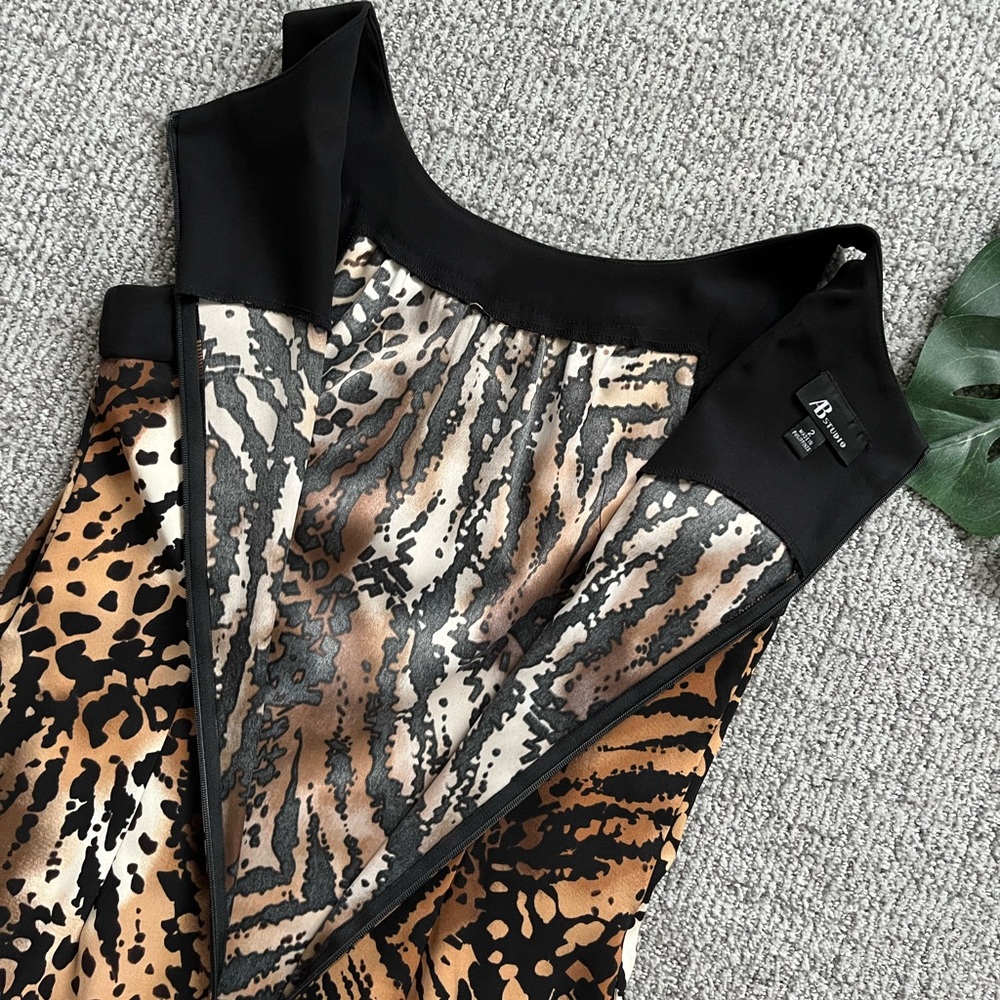 Ab Studio Animal Print U-neck Midi Dress Size 2 - Picture 8 of 16